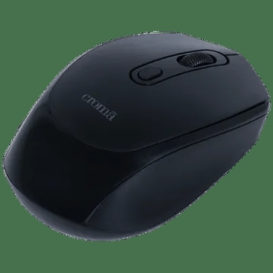 Croma Wireless Optical Mouse (Variable DPI Up to 1600, Compact & Lightweight Design, Black)