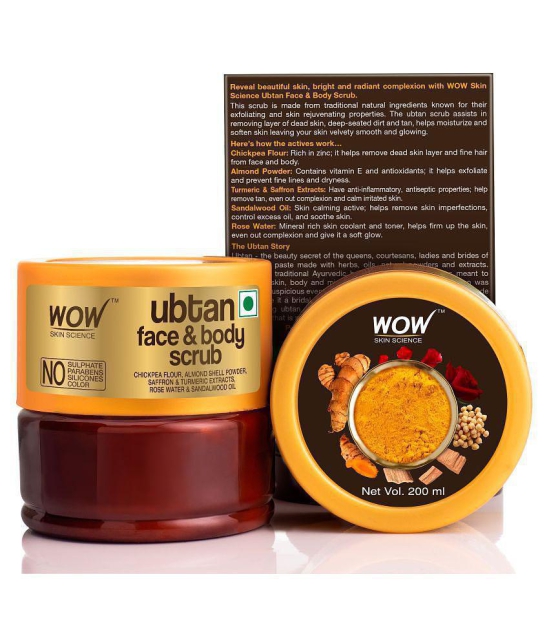 WOW Skin Science Ubtan Face & Body Scrub - No Sulphate, Parabens, Silicones & Color - 200 mL