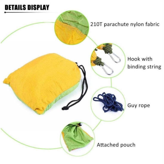 Backpacking Hammock - Portable Nylon Parachute Outdoor Double Hammock-Dark green orange