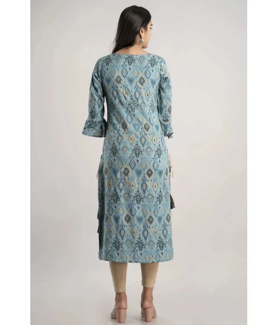 MAUKA - Turquoise Rayon Womens Straight Kurti ( Pack of 1 ) - None