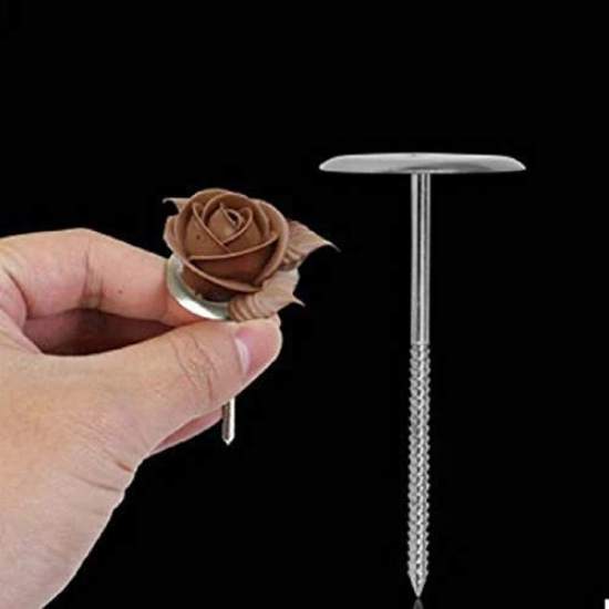 NIDY® 2pcs Cake Decorating Nails Stainless Steel Piping Nail 3D Rose Flower Maker Piping Bottom Tray Ice Cream Flowers Cake Decoration Tool