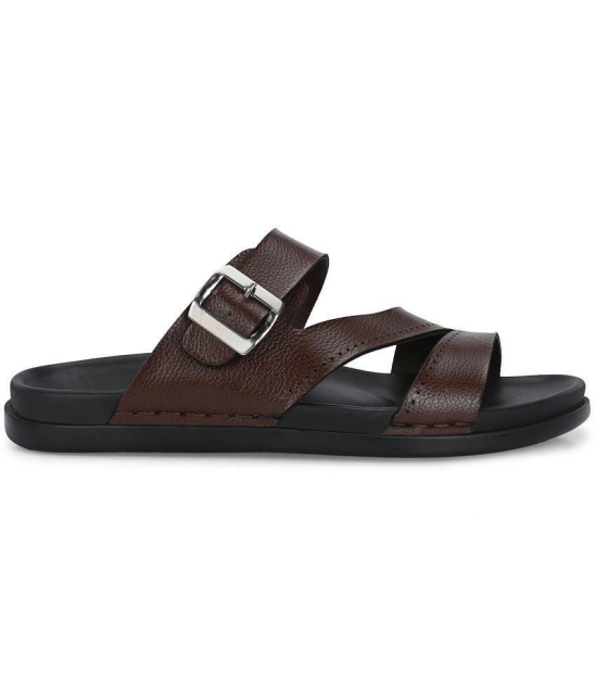 Leeport Brown Mens Leather Slipper - None