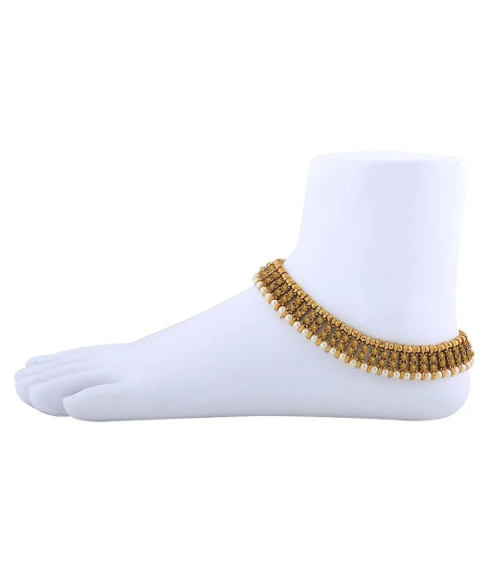 SILVER SHINE Gold plated designer pearl Diamond Anklet for Women And Girl - Multi Color