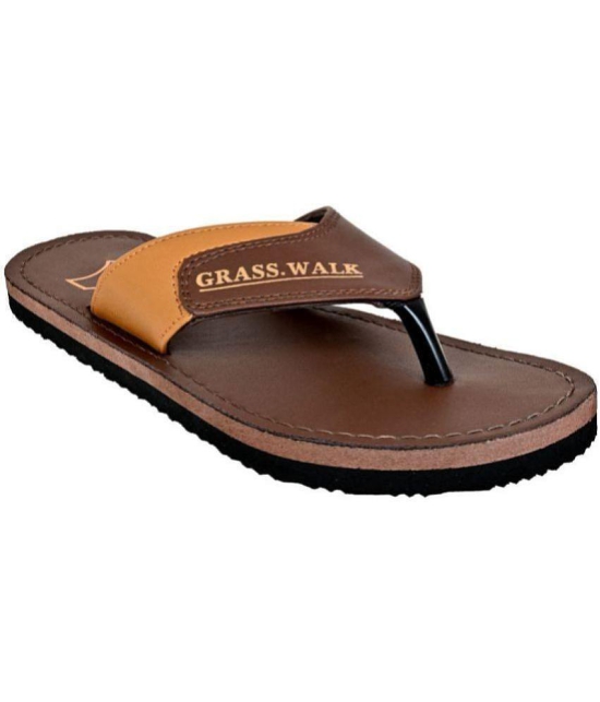 GRASS WALK - Brown Men's Leather Slipper - None