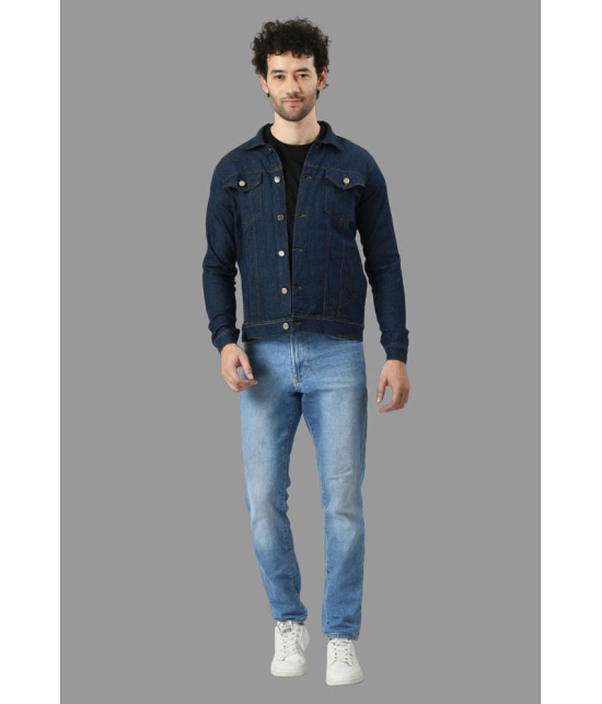 DKGF Fashion Cotton Blend Men''s Denim Jacket - Navy ( Pack of 1 ) - None