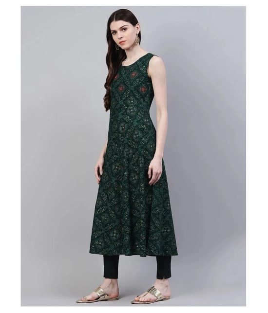 Stylum - Green Rayon Womens A-line Kurti - L