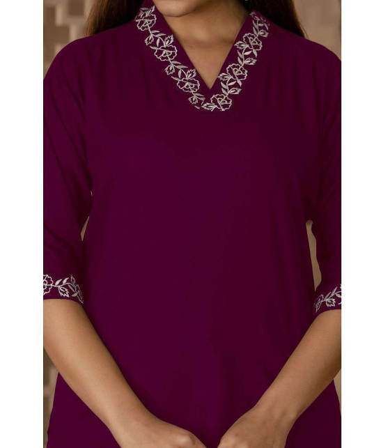 Kapadia Wine Rayon Womens Regular Top ( Pack of 1 ) - None