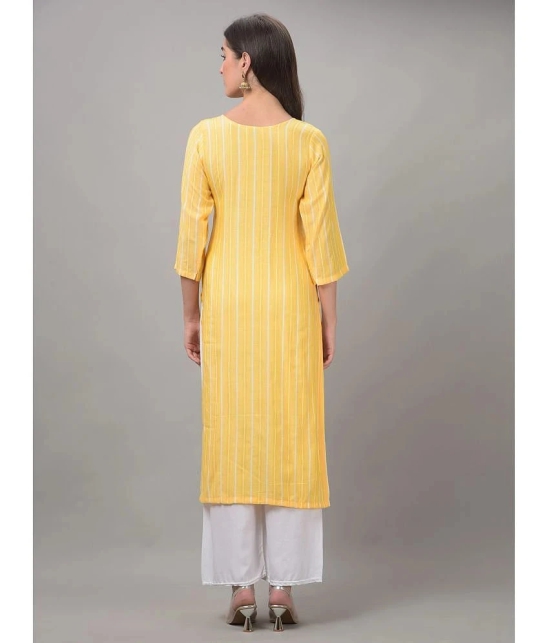 Dollar Missy Cotton Blend Striped Straight Womens Kurti - Yellow ( Pack of 1 ) - None