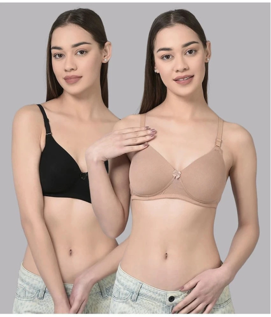 Dollar Missy Multicolor Cotton Lightly Padded Womens T-Shirt Bra ( Pack of 2 ) - None