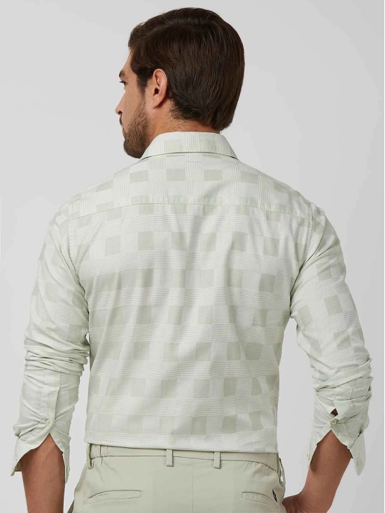 Light Green Tonal Check Slim Fit Casual Shirt