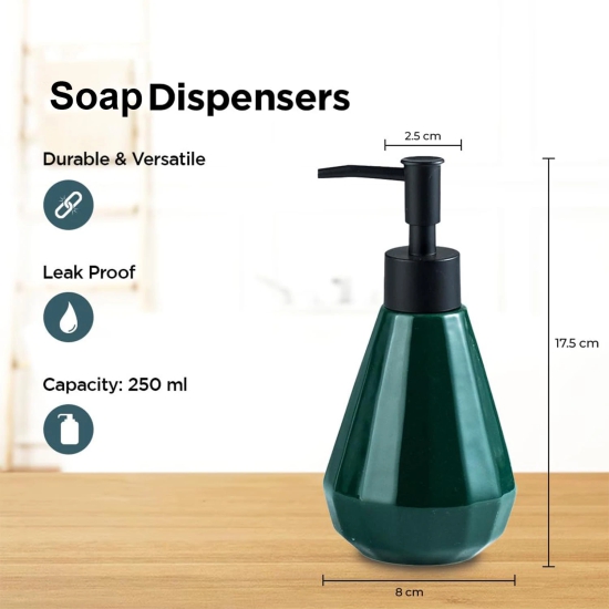 Kuber Industries Liquid Soap Dispenser  Handwash Soap Dispenser  Soap Dispenser for Wash Basin  Shampoo Dispenser Bottle  Bathroom Dispenser Bottle  ZX060GN  250 ml  Green-Kuber Industries Liquid