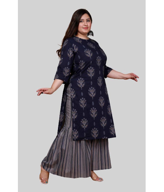 miravan - Blue Straight Cotton Women's Stitched Salwar Suit ( Pack of 1 ) - None