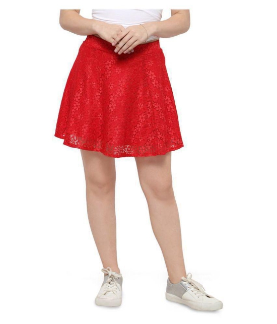 Smarty Pants Crochet Skater Skirt - Red - None