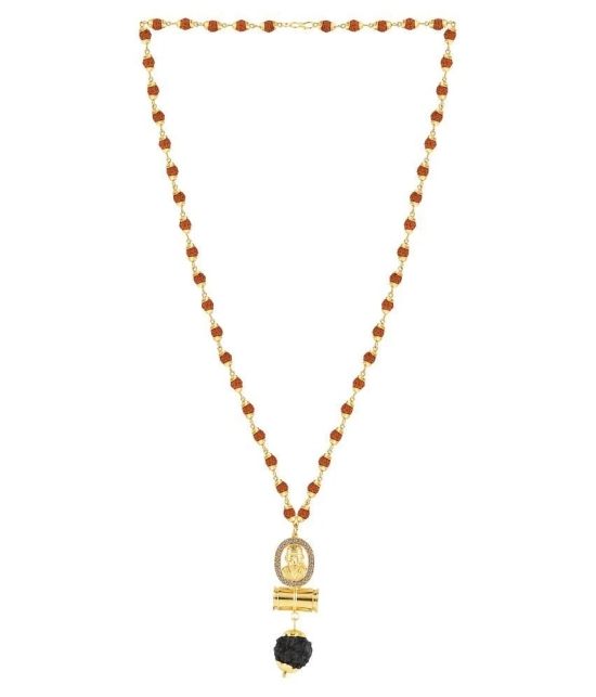 SILVER SHINE Gold Plated Traditional Rudraksh Mala SAI BABA Pendant Mala for Men and Women - Golden