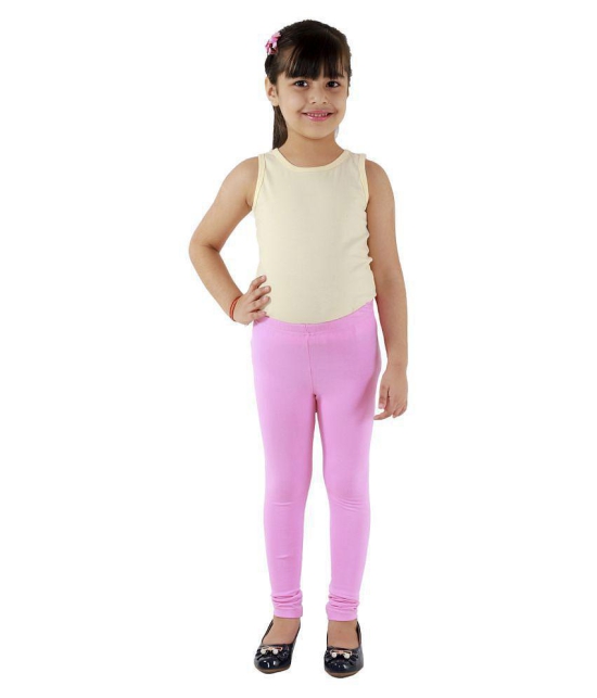 Kids Cave - Baby Pink Cotton Blend Girls Leggings ( Pack of 1 ) - None