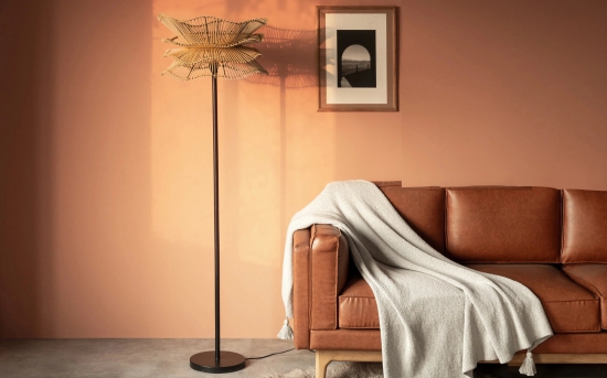 Zik Impex Natural Floor Lamp for Living Room, Bed Room, Office Room, Corner Lamp For Room-Beige