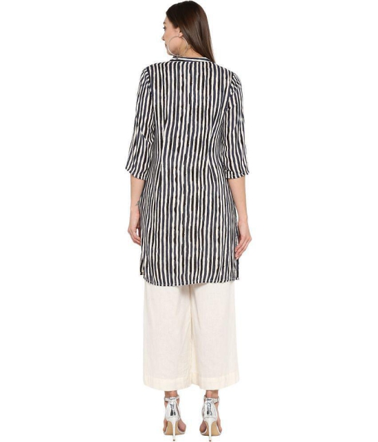 Antaran Rayon Striped Straight Womens Kurti - White ( Pack of 1 ) - None