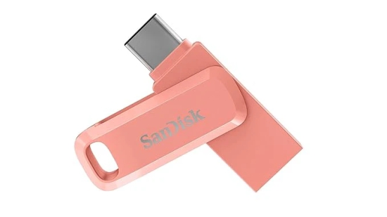 SanDisk Ultra Dual Drive Go USB 3.0 Type C Flash Drive, Peach, 128GB, 5Y