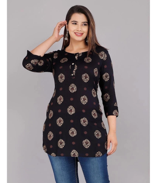 HIGHLIGHT FASHION EXPORT - Navy Rayon Womens Straight Kurti ( Pack of 1 ) - None