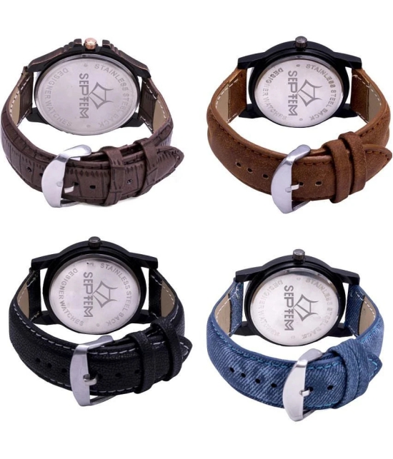 Septem Multicolor Leather Analog Mens Watch