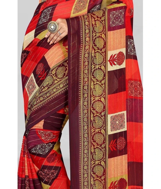 LEELAVATI - Red Georgette Saree With Blouse Piece ( Pack of 1 ) - Red