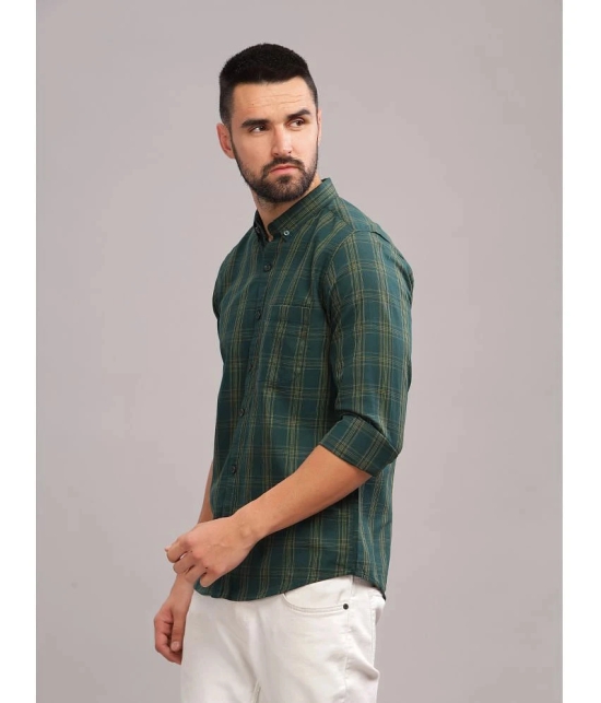 Paul Street 100% Cotton Slim Fit Checks Full Sleeves Mens Casual Shirt - Green ( Pack of 1 ) - None