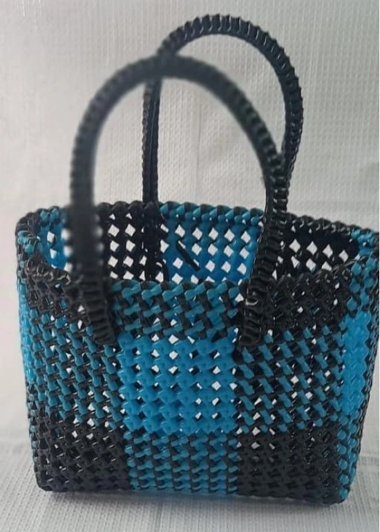 Miniature Blue and Black Handbag