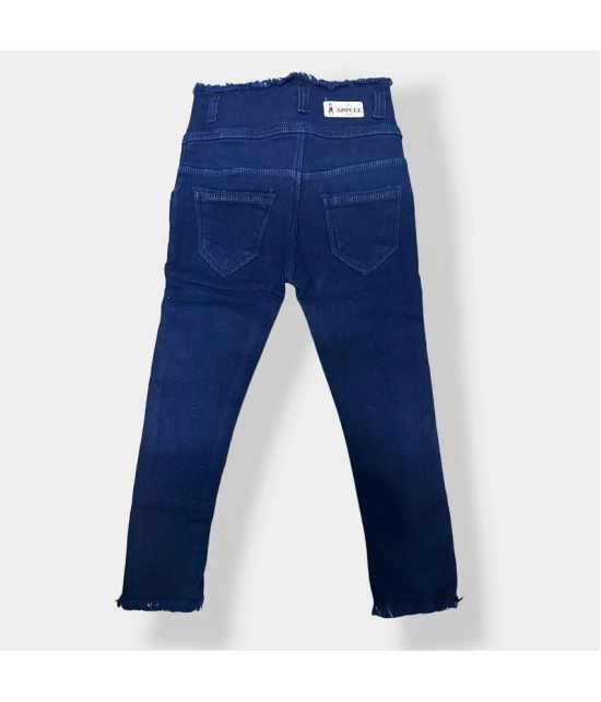 ICONIC ME- Kids Girls Plain Denim Jeans | Premium Denim Dark Blue Jeans - None