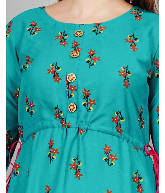 SIPET - Turquoise Rayon Women''s Anarkali Kurti ( Pack of 1 ) - None