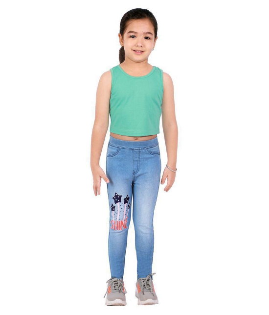 Naughty Ninos - Denim Blue Denim Girls Leggings ( Pack of 1 ) - None