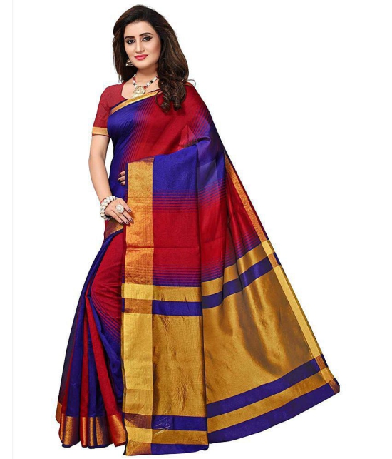 Bhuwal Fashion Purple Cotton Silk Saree - Single - Purple