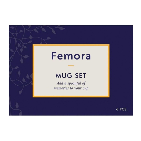 Femora Ceramic Coffee Mug - 6 Pieces, Red, 190 ml