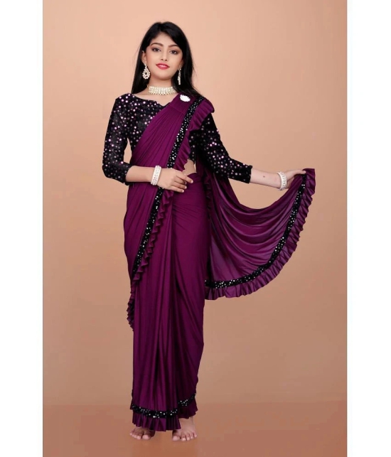 JULEE - Wine Lycra Girls Saree ( Pack of 1 ) - None