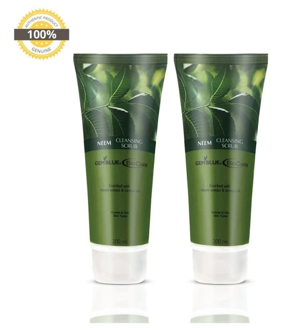 gemblue biocare  NEEM SCRUB+ NEEM SCRUB Facial Scrub 200 gm Pack of 2