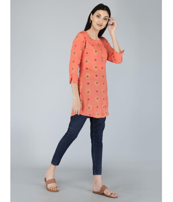 JC4U - Peach Rayon Womens Straight Kurti ( Pack of 1 ) - None