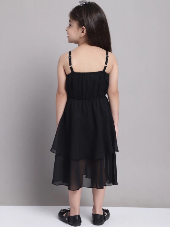 MINI & MING Girls Solid Layered Fit & Flare Midi Dress