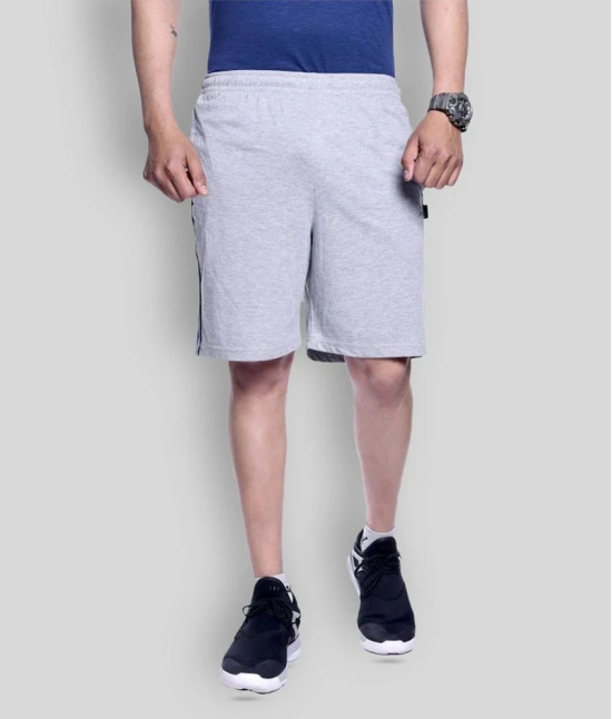 Zeffit - Grey Cotton Blend Mens Shorts ( Pack of 1 ) - None