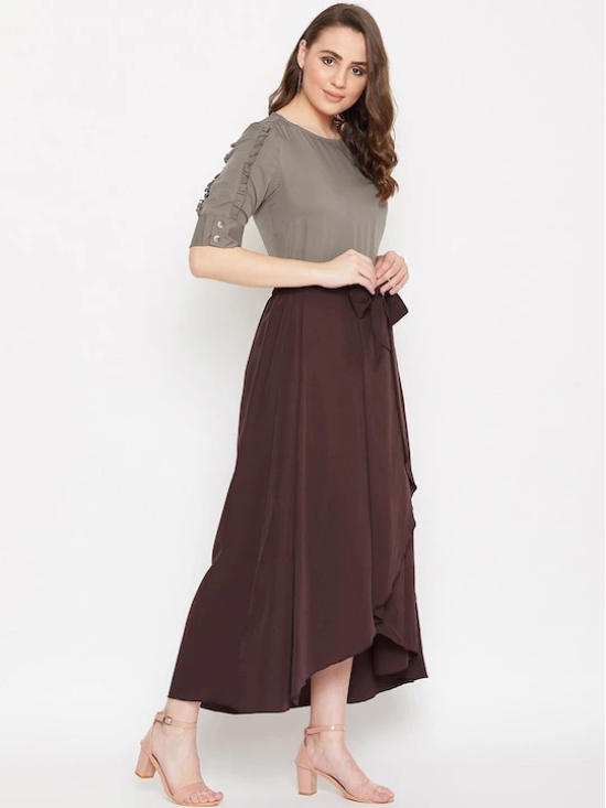 Women Grey & Coffee Brown Solid Top with Skirt