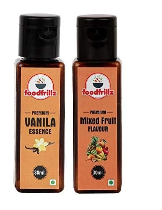 foodfrillz Vanilla and Mixed Fruit Food Flavor Essence Combo Pack (30 ml x 2)