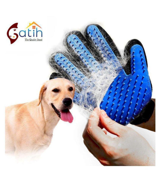 Gatih Pet Grooming Glove - Gentle Deshedding Brush Glove - Efficient Pet Hair Remover Mitt - Massage Tool with Enhanced Five Finger Design - Perfect for Dogs & Cats with Long & Short Fur - M