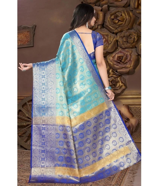 LEELAVATI - Blue Silk Saree With Blouse Piece ( Pack of 1 ) - Blue