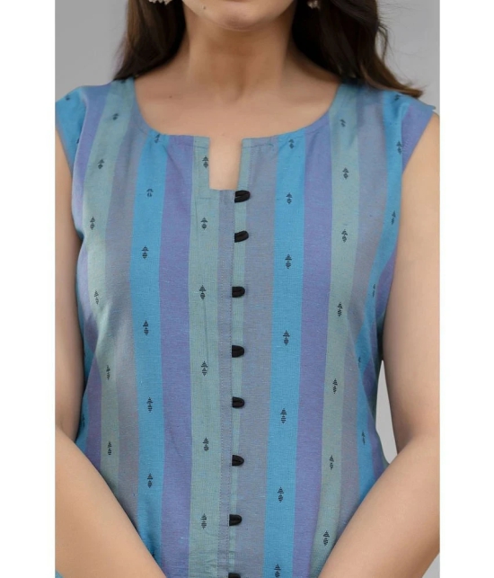 Parastri Cotton Striped Front Slit Womens Kurti - Blue ( Pack of 1 ) - None