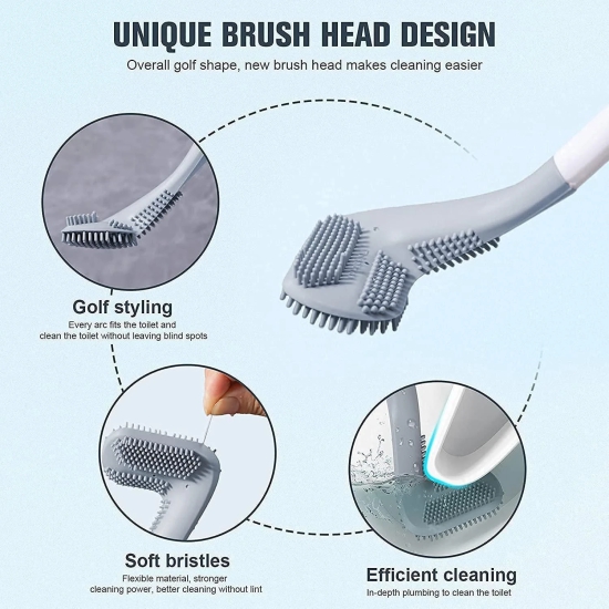 Uttamrobotics Toilet Brush- Wall-Mounted Long-Handled Golf Head Toilet Brush with Hook