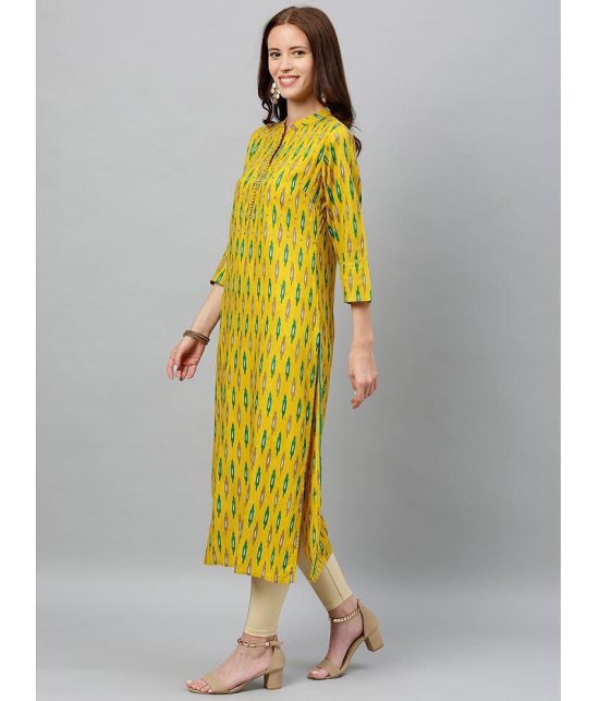 KIPEK - Mustard Rayon Womens Straight Kurti ( Pack of 1 ) - None