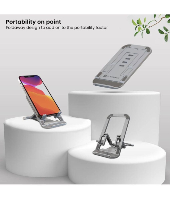 Portronics Foldable Mobile Holder for Smartphones and Tablets ( Grey ) - Grey