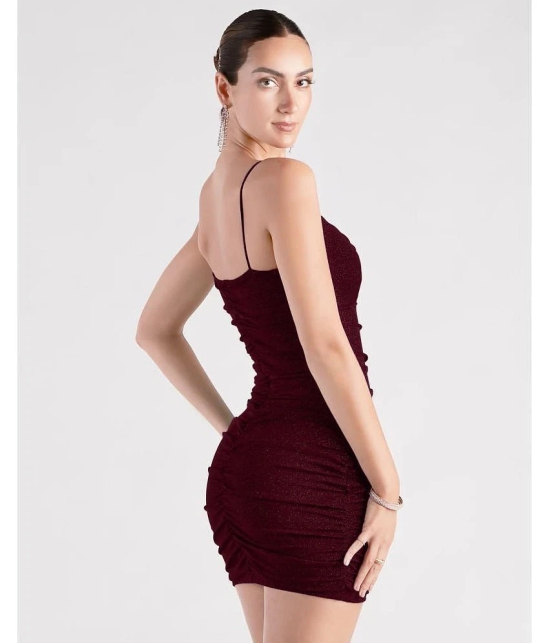 Addyvero Polyester Embellished Mini Womens Bodycon Dress - Maroon ( Pack of 1 ) - None