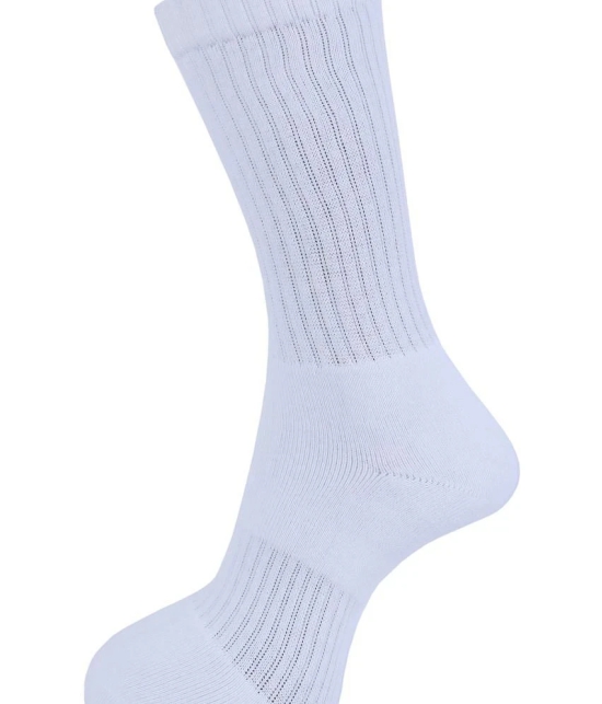 Dollar - Cotton Blend Mens Solid White Full Length Socks ( Pack of 3 ) - White