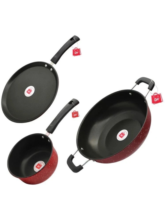 LAZYWINDOW Maroon Hard Anodised Non-Stick Cookware Sets ( Set of 1 )