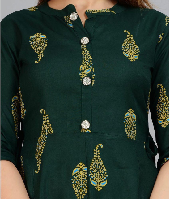 Smien - Green Rayon Womens Flared Kurti ( Pack of 1 ) - None