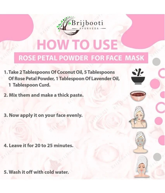 Brijbooti Rose Petals Powder - 100 Gm | For Skin & Face Mask | For Fairness, Tanning & Glowing Skin